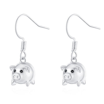 Alibaba Fashion Jewelry White Piggy Drop Fashion Earrings-So Cute!  Gold Plated Brass
